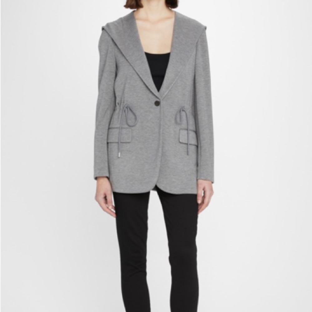 THEORY Hooded Drape Double-Knit Jacket